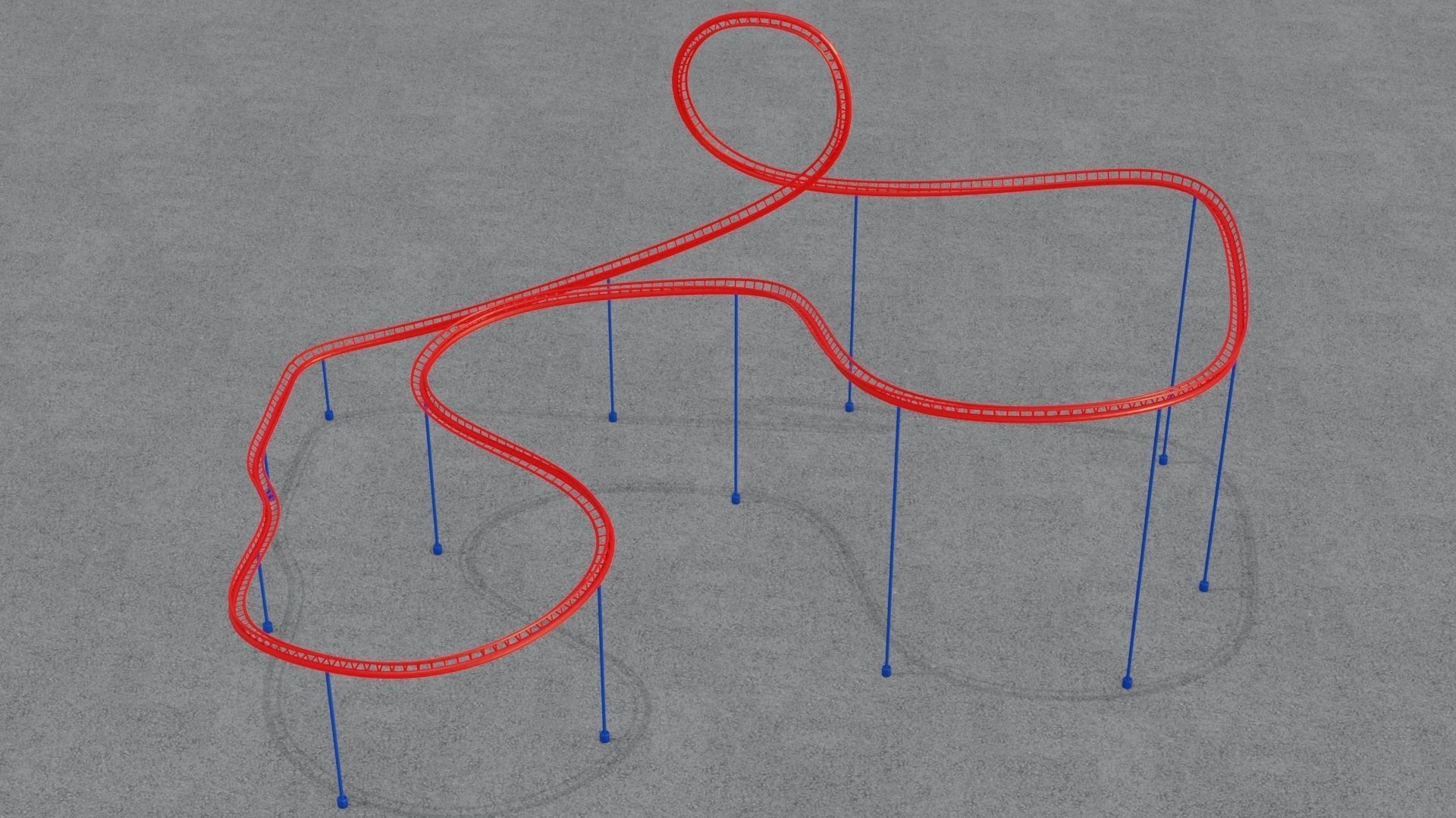 Rollercoaster roller coaster with lines Low-poly 3D model_26