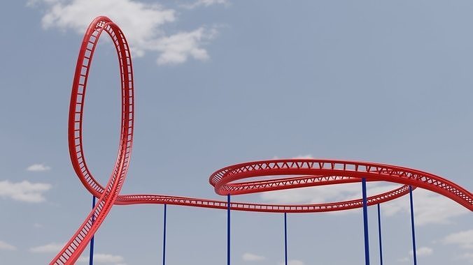 Rollercoaster roller coaster with lines Low-poly 3D model