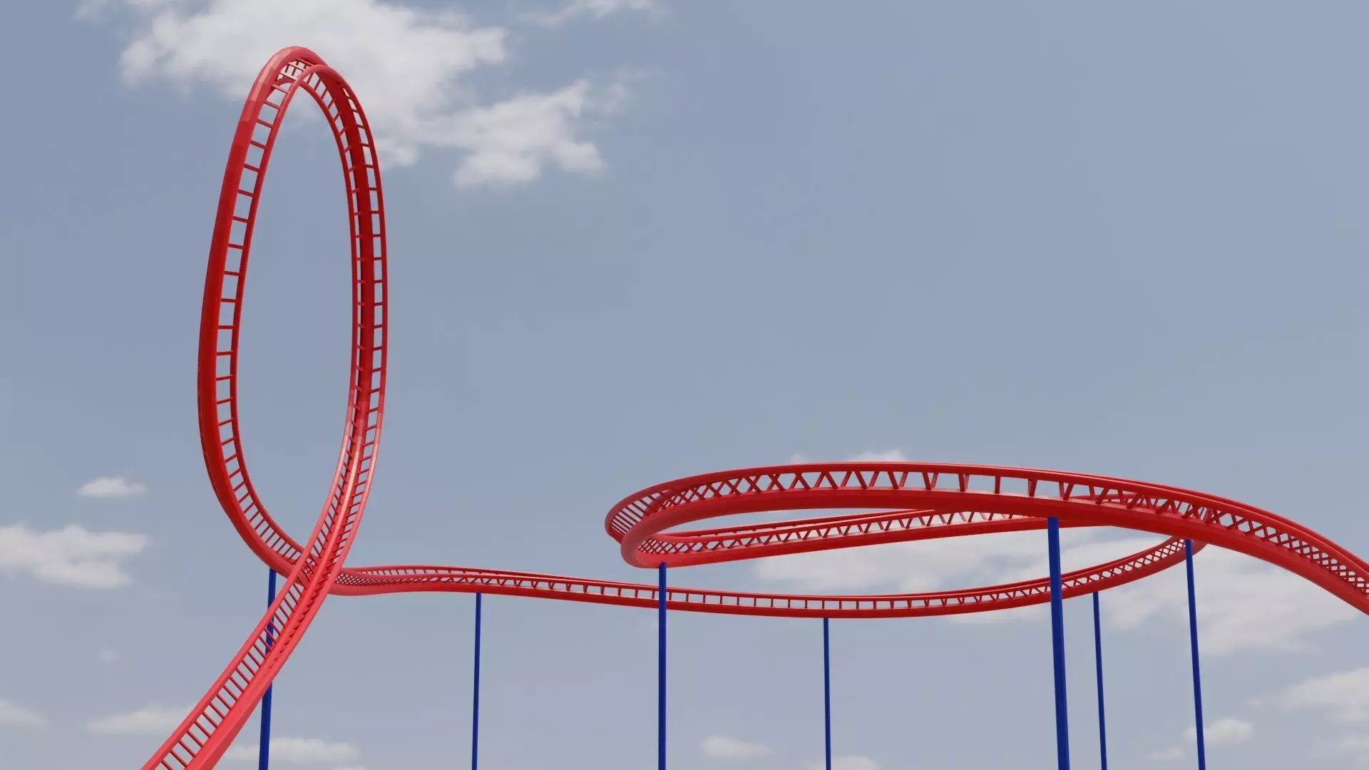 Rollercoaster roller coaster with lines Low-poly 3D model_0