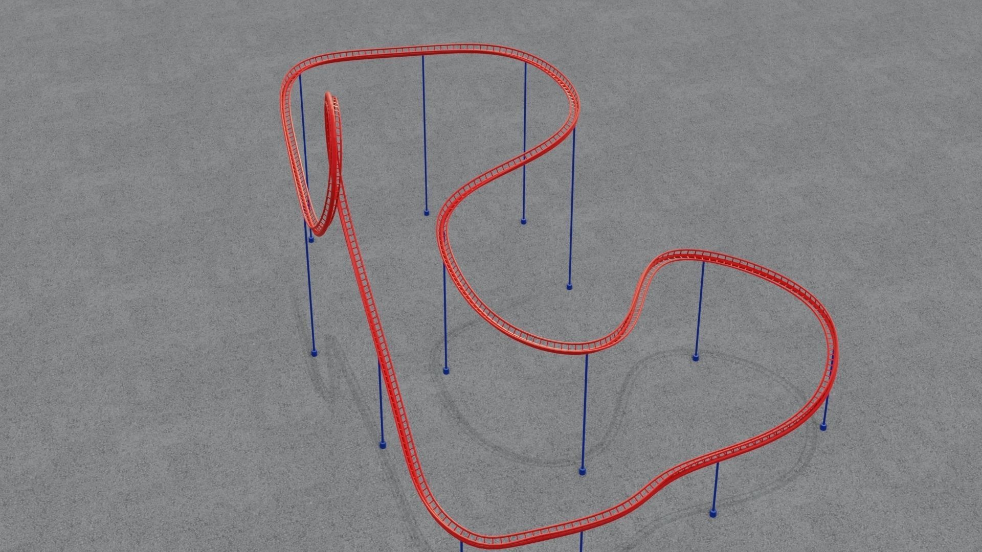 Rollercoaster roller coaster with lines Low-poly 3D model_8