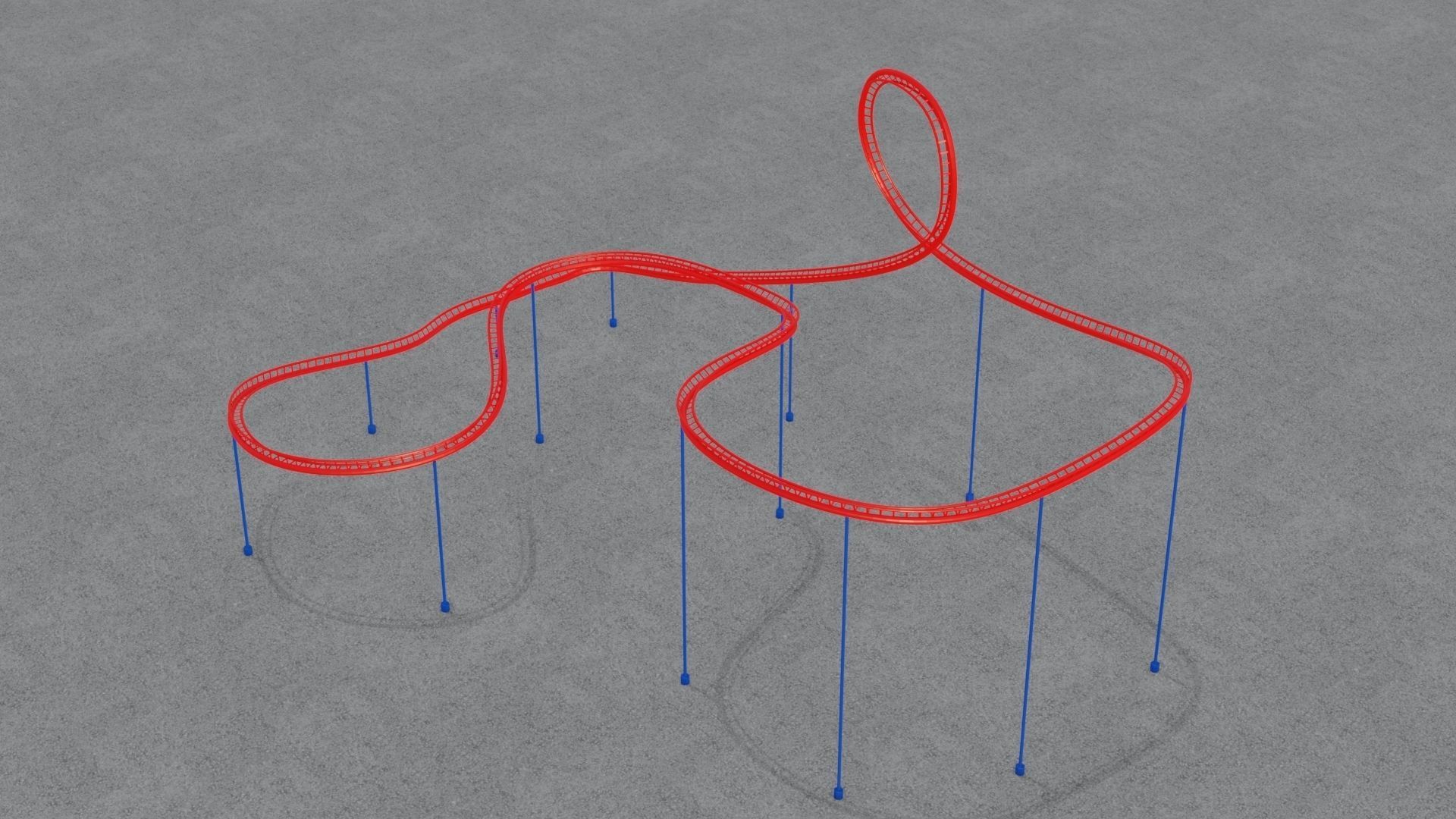 Rollercoaster roller coaster with lines Low-poly 3D model_23