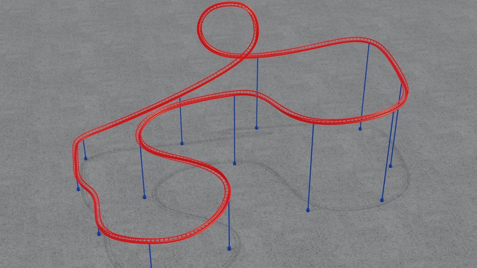 Rollercoaster roller coaster with lines Low-poly 3D model_2