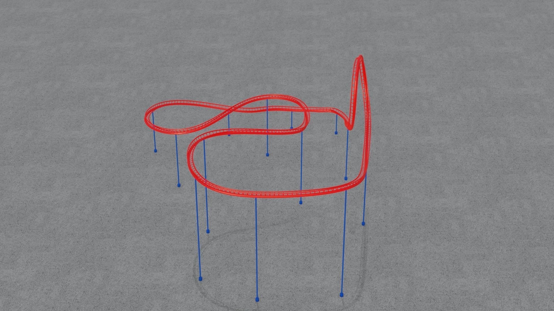 Rollercoaster roller coaster with lines Low-poly 3D model_20