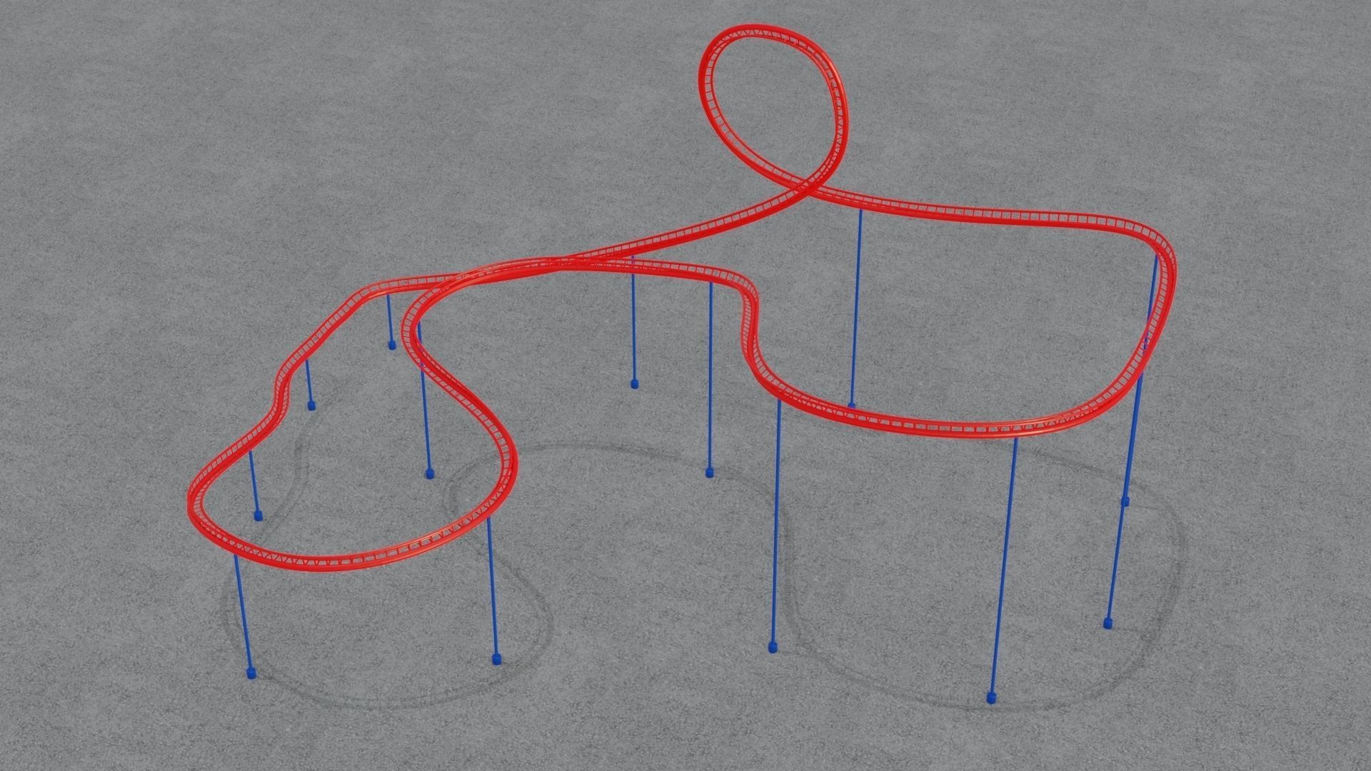 Rollercoaster roller coaster with lines Low-poly 3D model_25