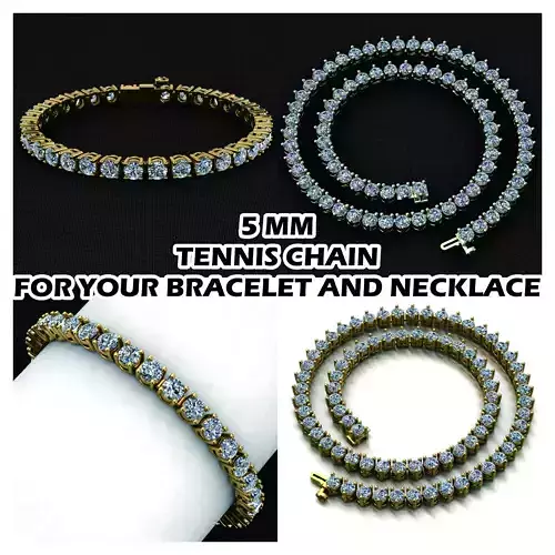 5 MM TENNIS CHAIN FOR BRACELET AND NECKLACE 3D Model Collection