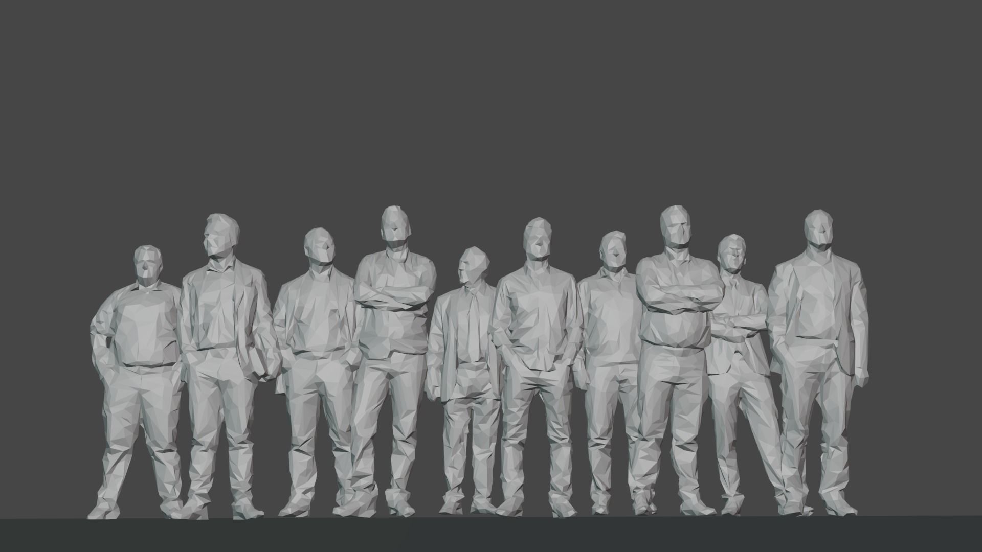 Ten Low Poly People Collection vol 8 Low-poly 3D model_12