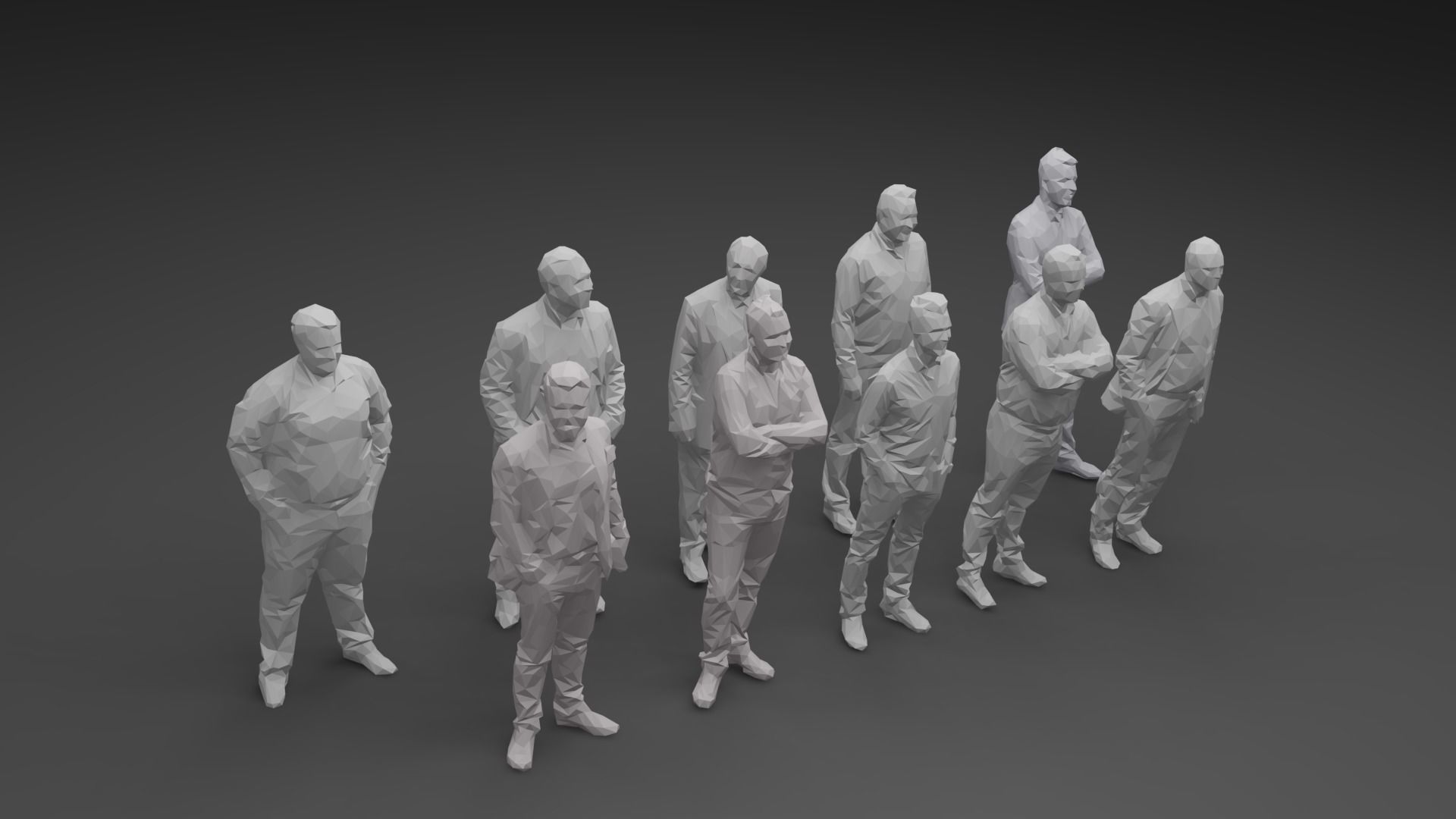 Ten Low Poly People Collection vol 8 Low-poly 3D model_8