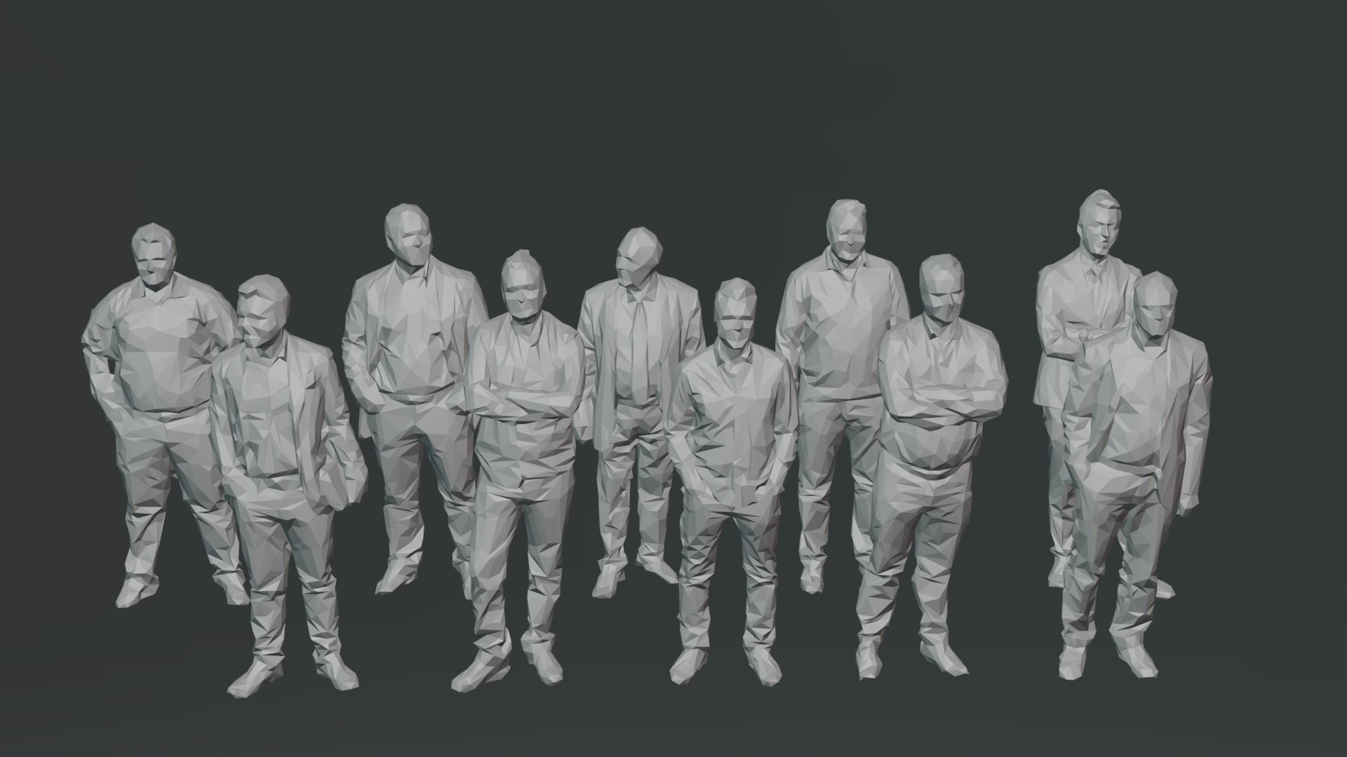 Ten Low Poly People Collection vol 8 Low-poly 3D model_9