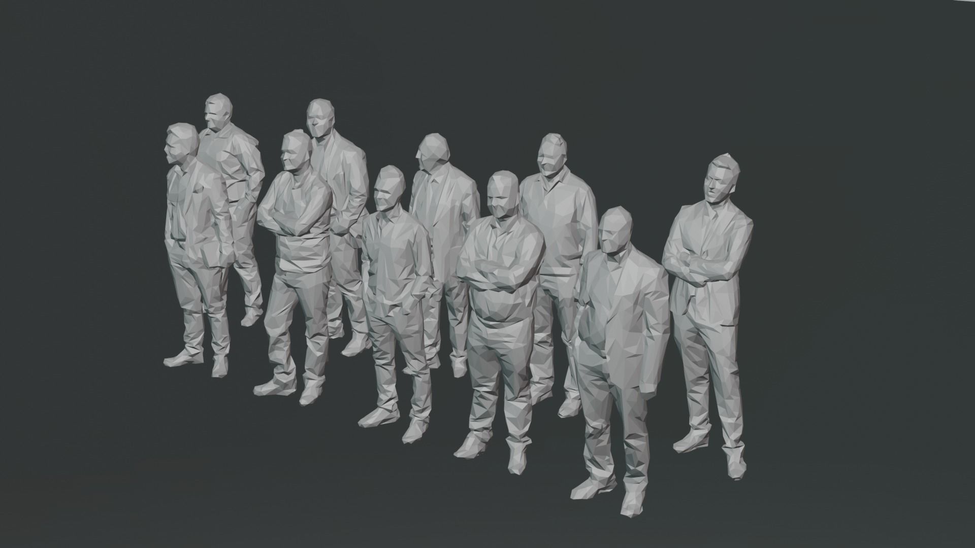 Ten Low Poly People Collection vol 8 Low-poly 3D model_10