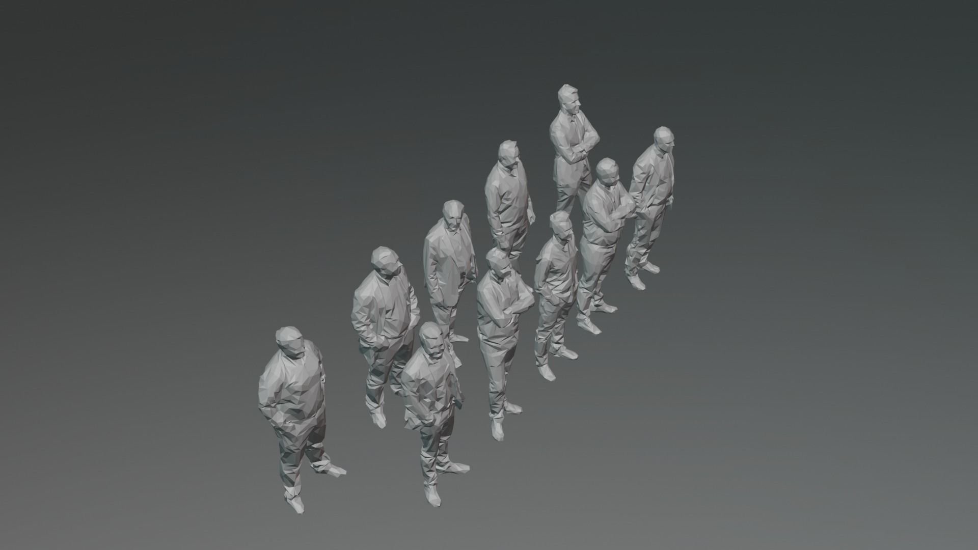 Ten Low Poly People Collection vol 8 Low-poly 3D model_11