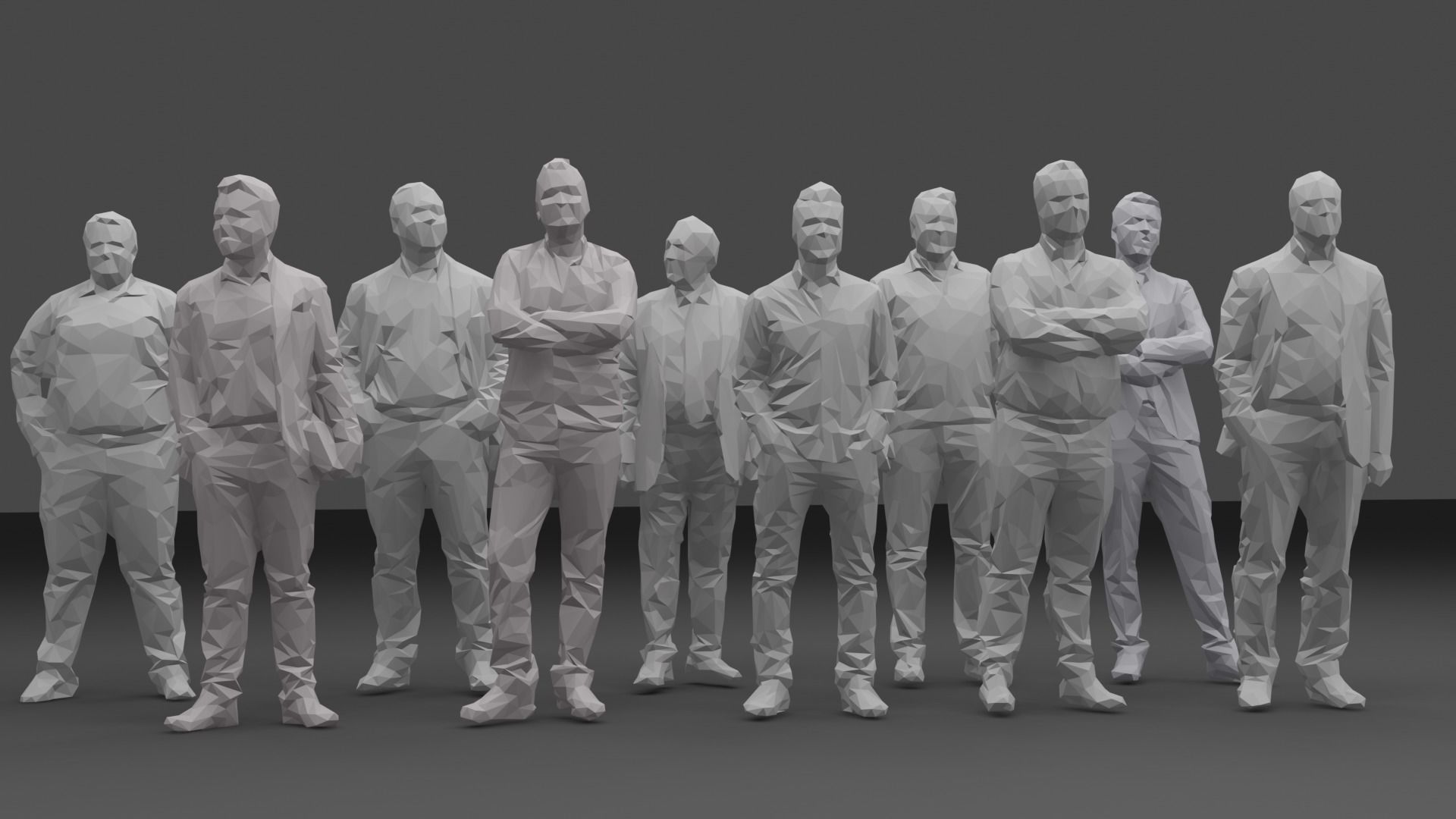 Ten Low Poly People Collection vol 8 Low-poly 3D model_2