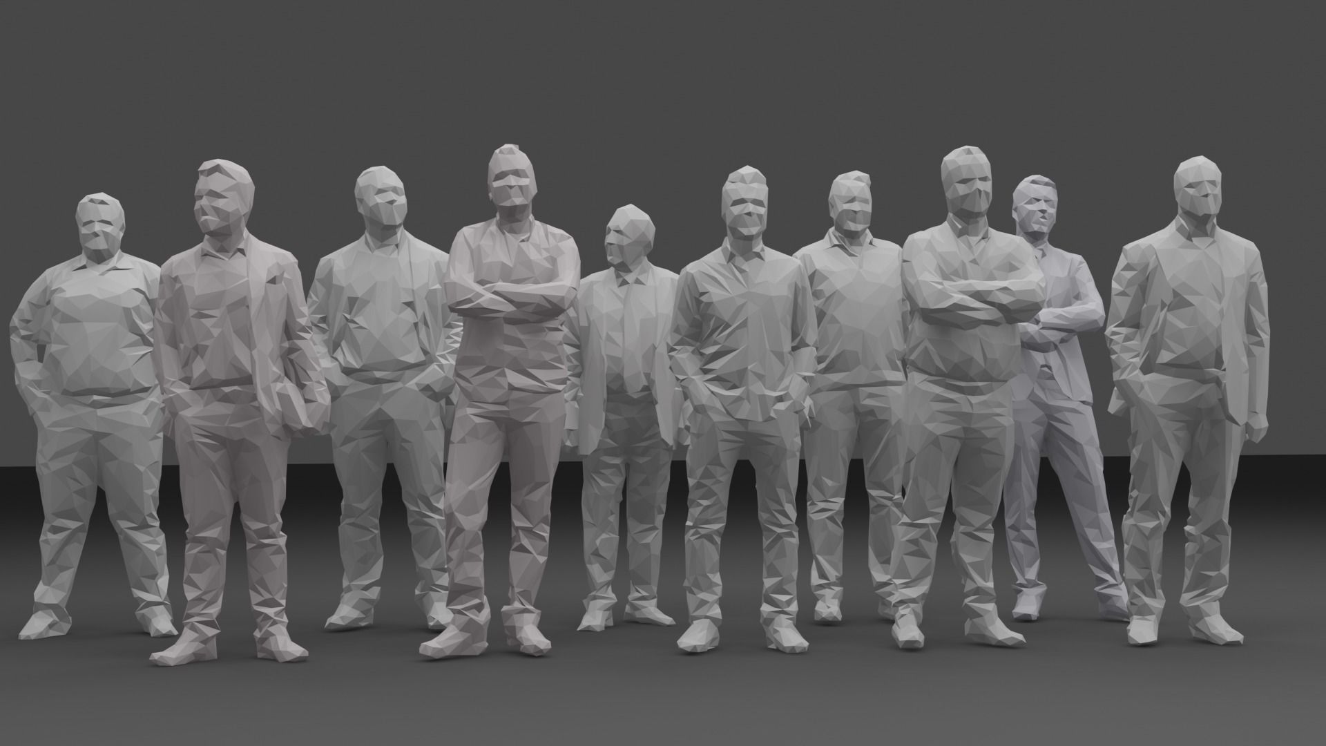 Ten Low Poly People Collection vol 8 Low-poly 3D model_3