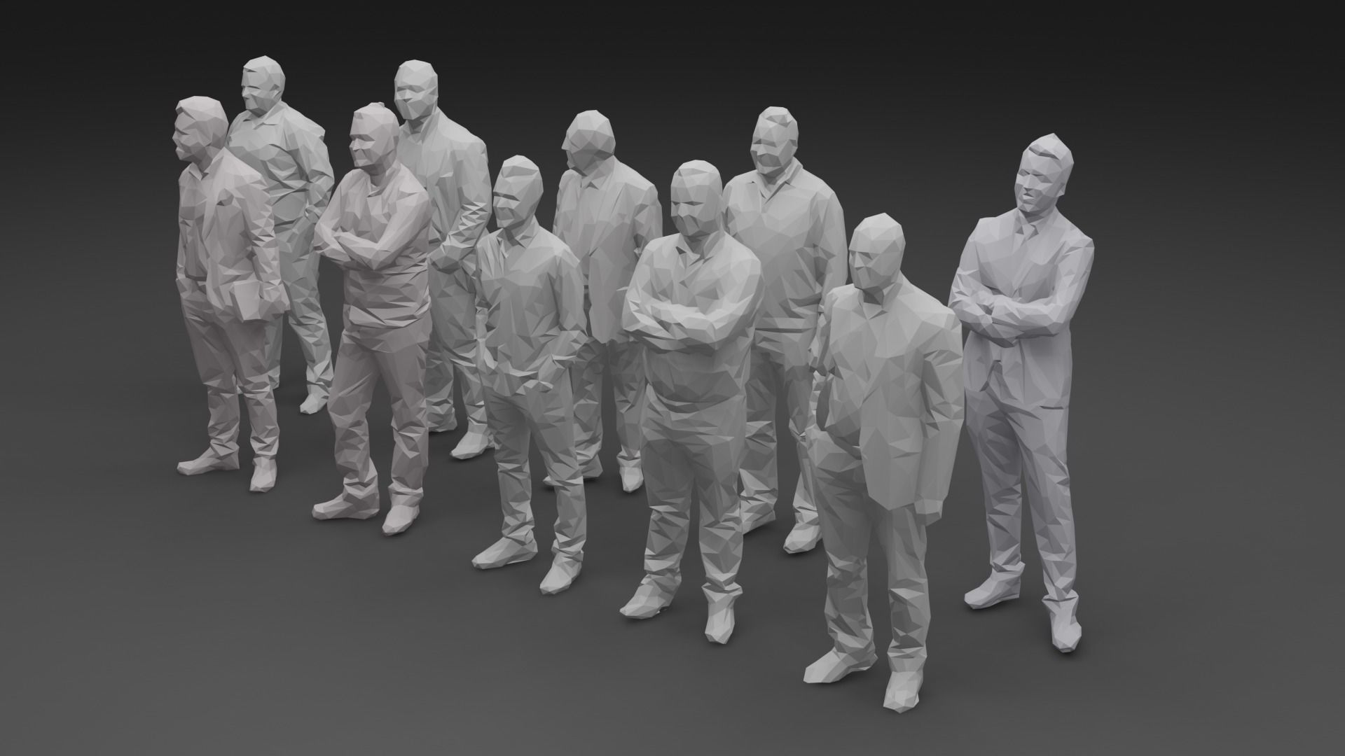 Ten Low Poly People Collection vol 8 Low-poly 3D model_6