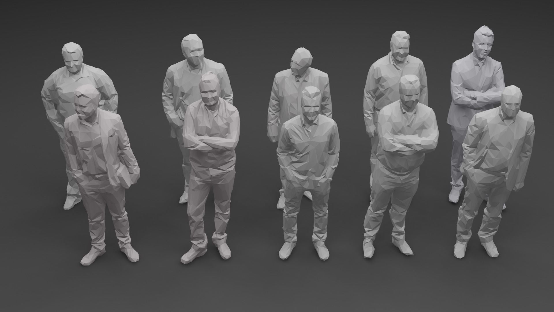 Ten Low Poly People Collection vol 8 Low-poly 3D model_5