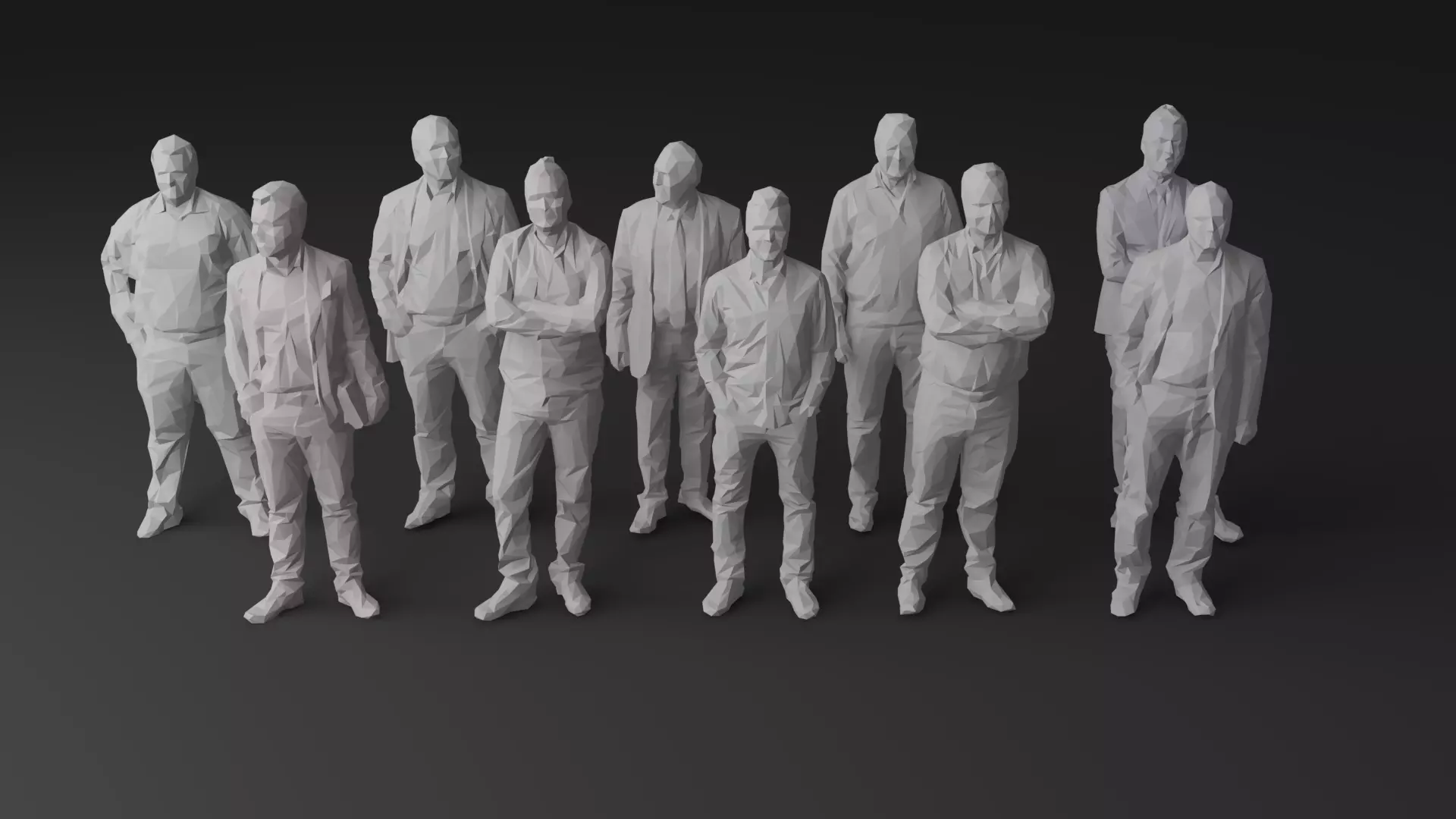 Ten Low Poly People Collection vol 8 Low-poly 3D model_0