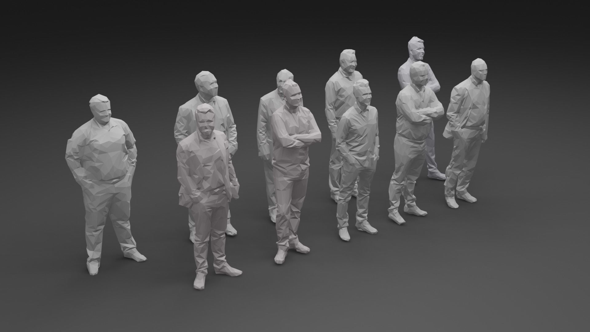 Ten Low Poly People Collection vol 8 Low-poly 3D model_7