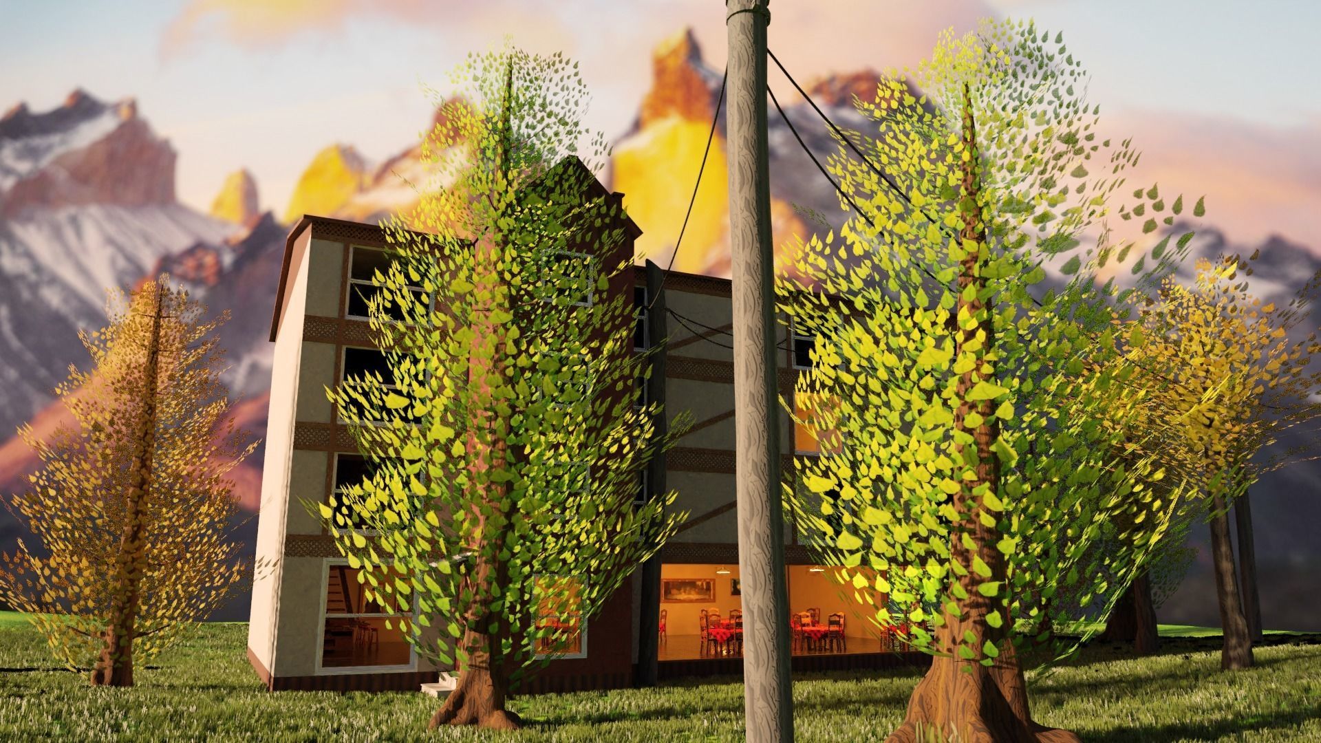 Hotel in Patagonia Low-poly 3D model_2