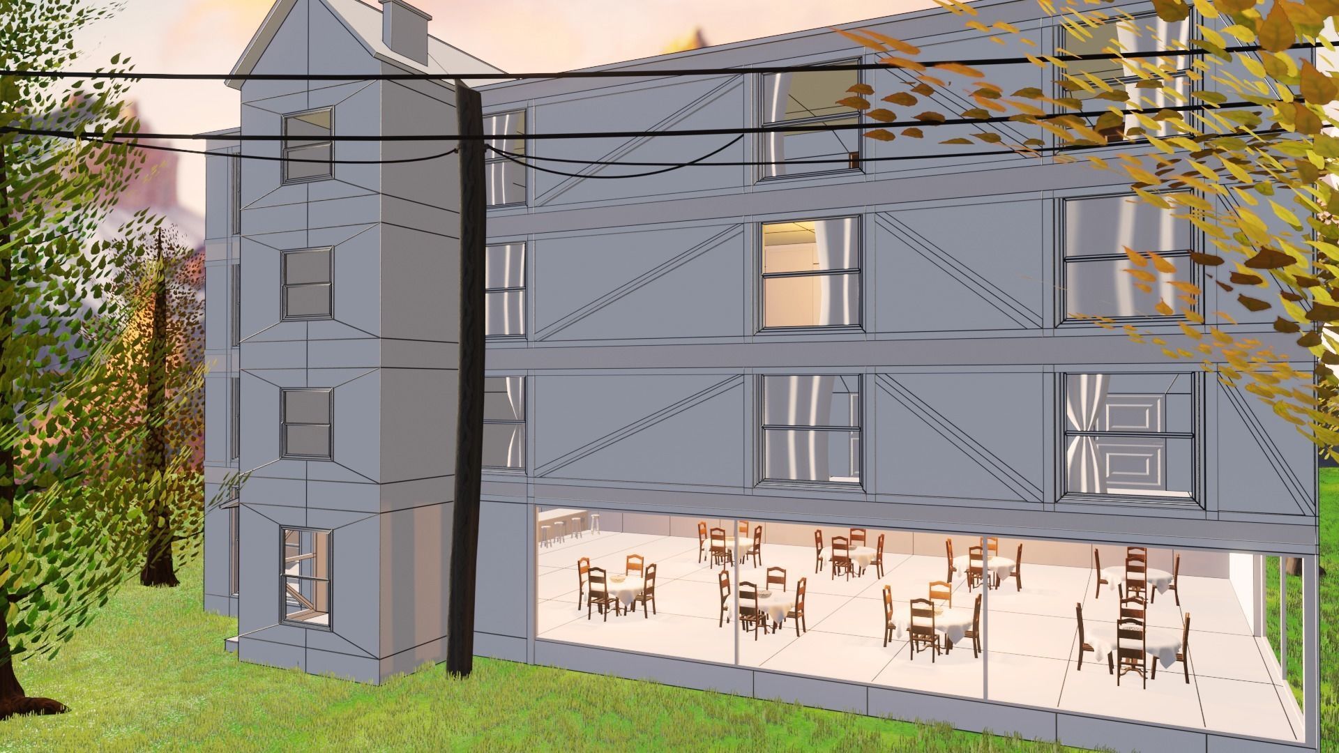 Hotel in Patagonia Low-poly 3D model_6