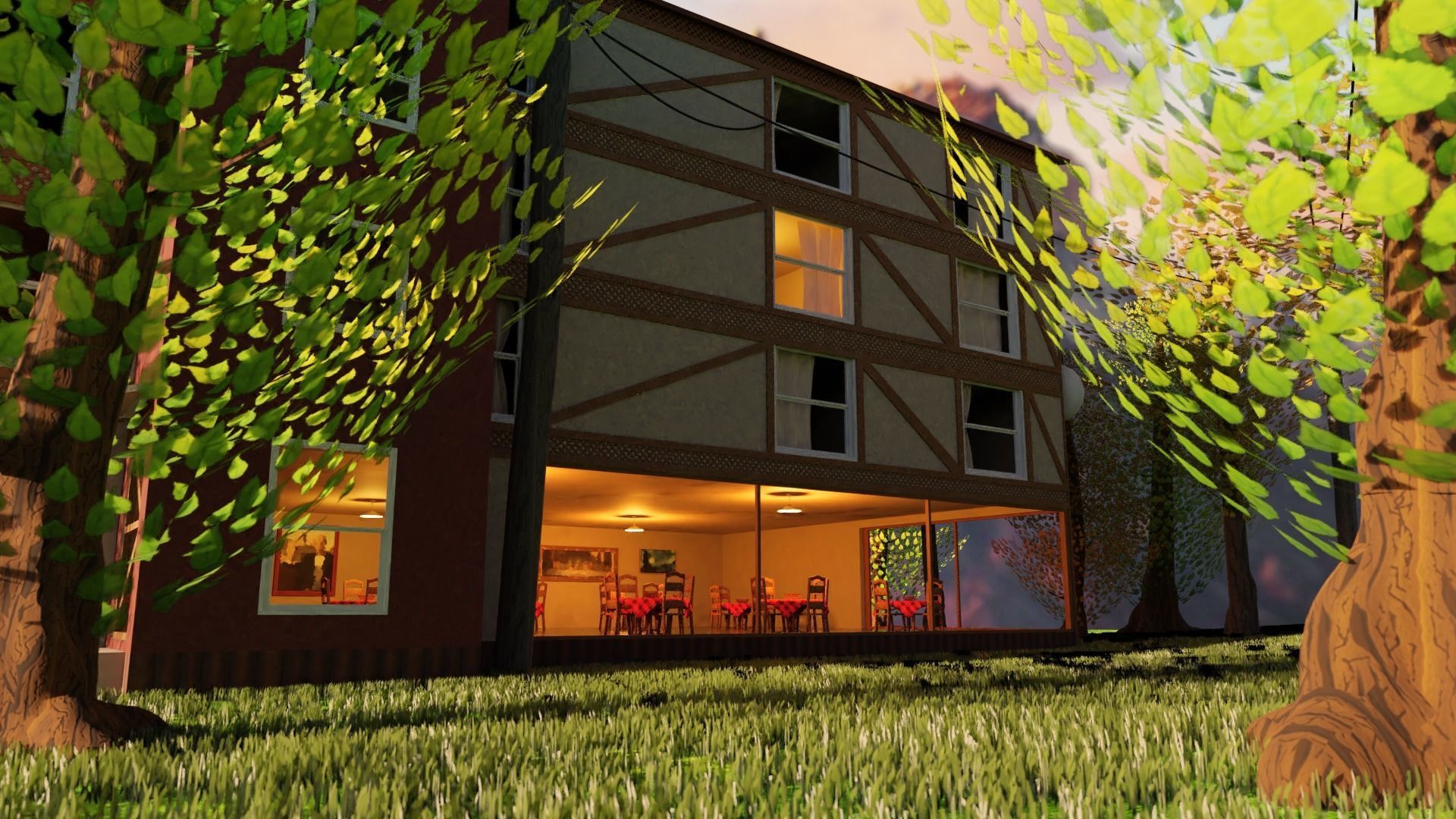 Hotel in Patagonia Low-poly 3D model_3