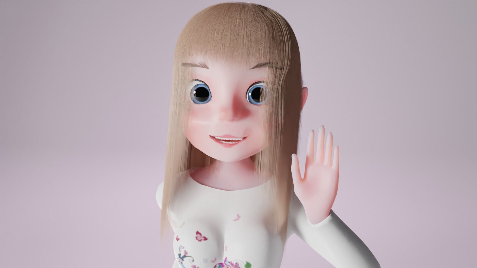 Cartoon Woman Rigged 3D model Blender  3D model_4