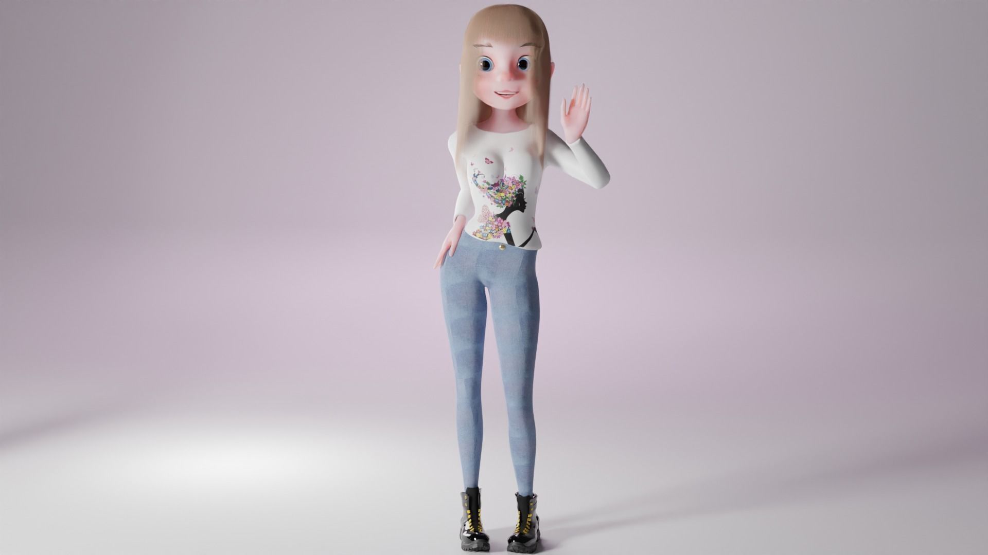 Cartoon Woman Rigged 3D model Blender  3D model_6