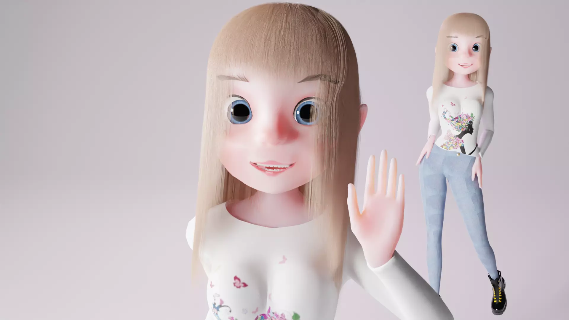 Cartoon Woman Rigged 3D model Blender  3D model_0