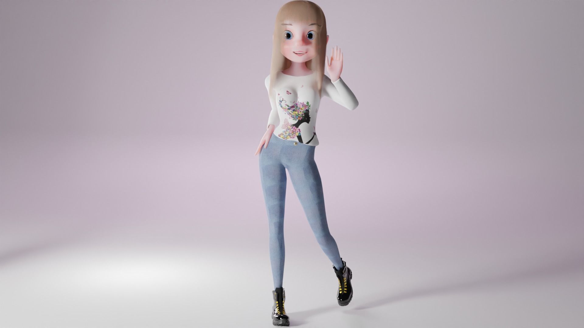 Cartoon Woman Rigged 3D model Blender  3D model_2