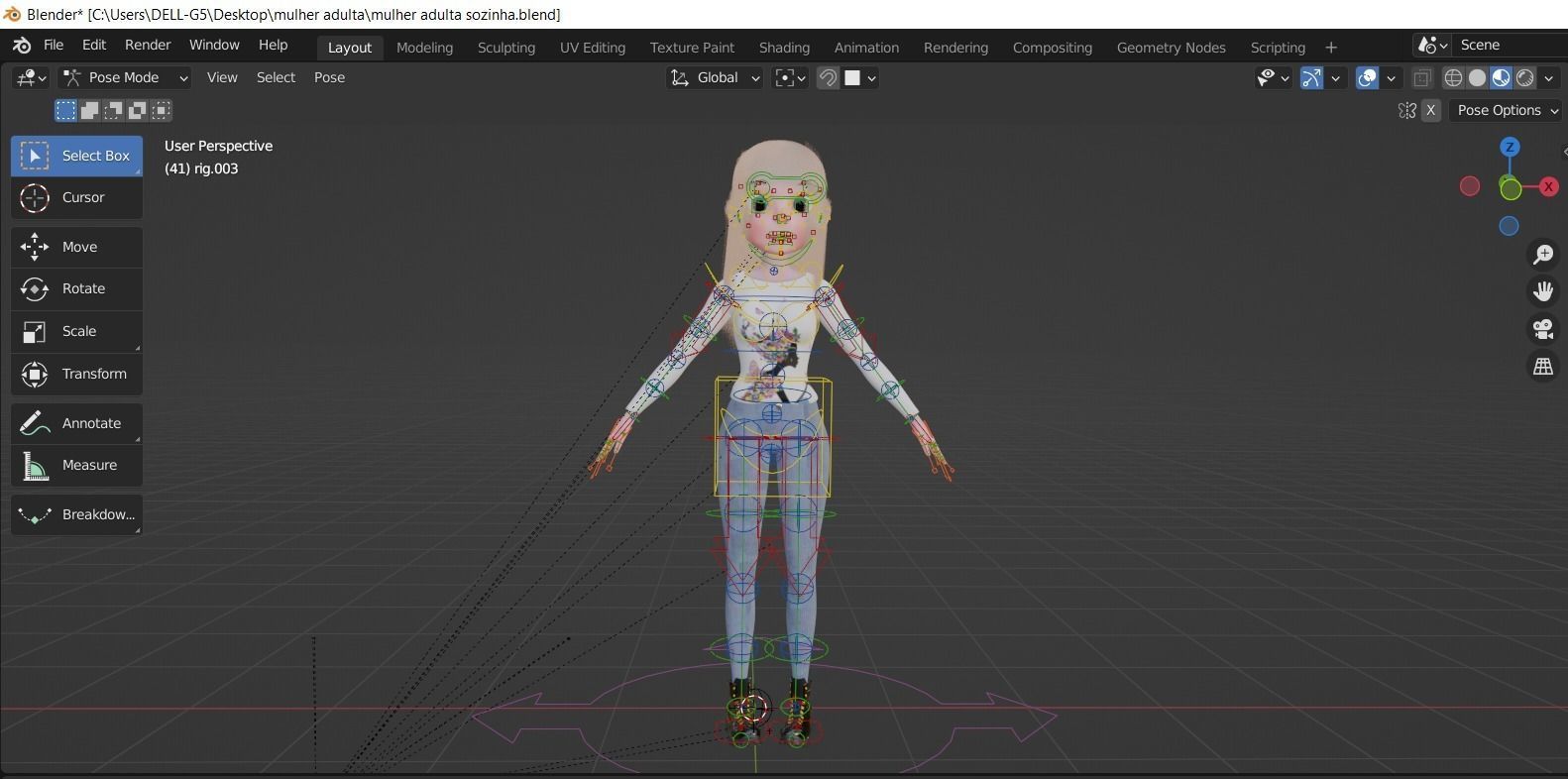 Cartoon Woman Rigged 3D model Blender  3D model_5