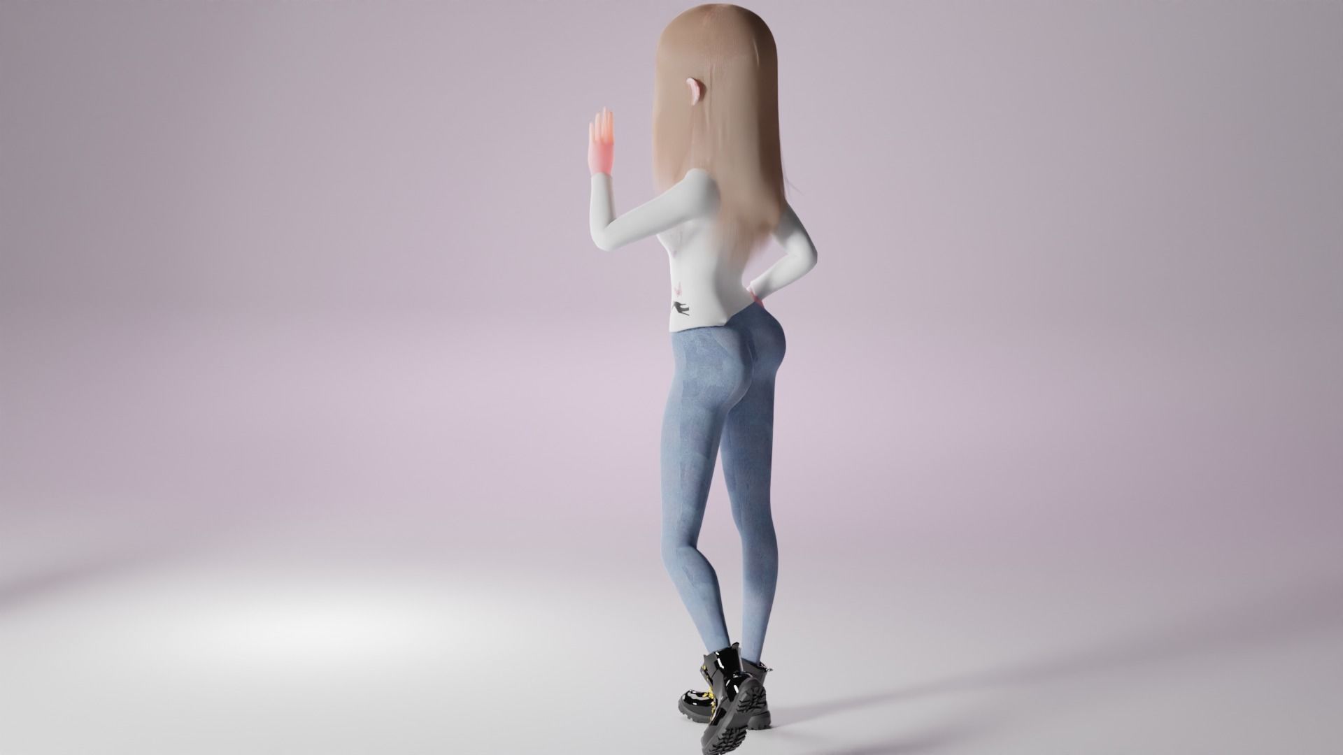 Cartoon Woman Rigged 3D model Blender  3D model_3