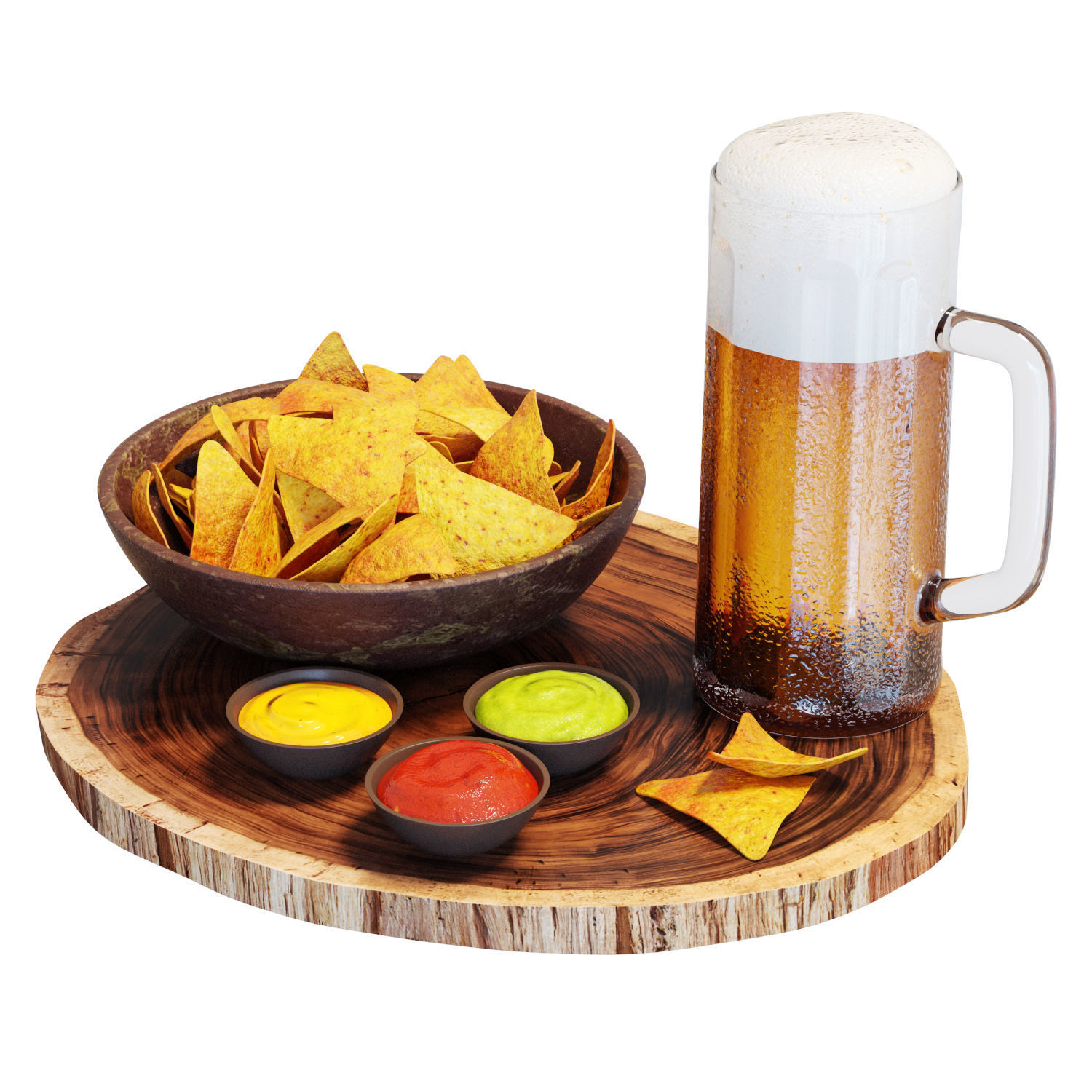 Food Set 09 - Chips and Beer 3D model_1