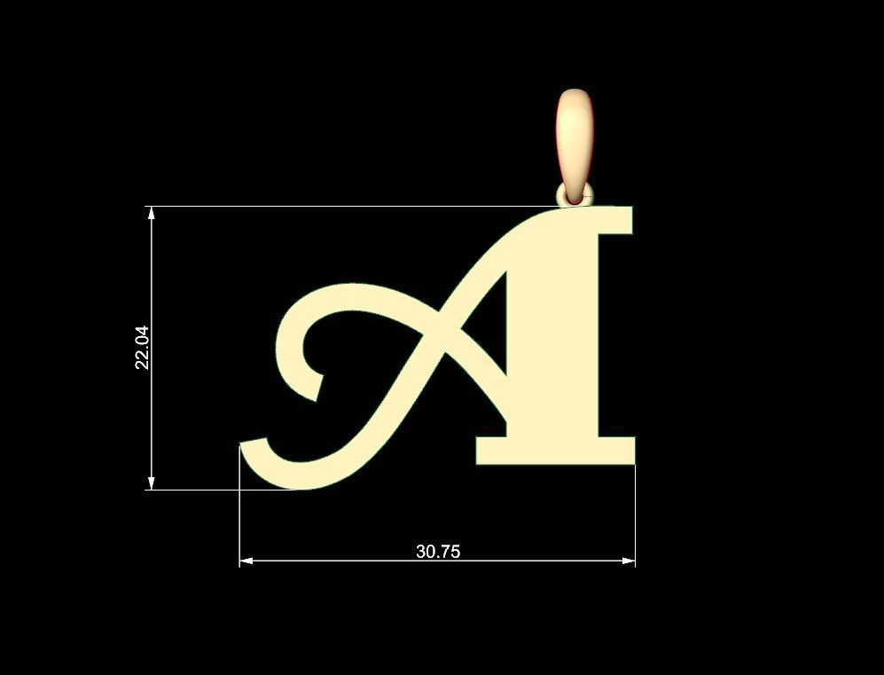 Initial Letters Pendant FansyPants A 3D print model_4