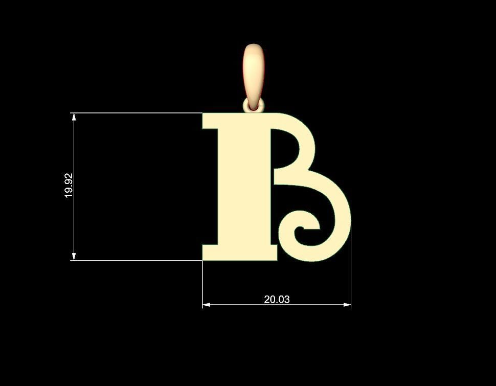 Initial Letters Pendant FansyPants B 3D print model_4