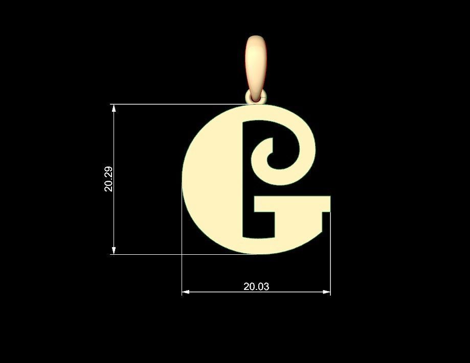 Initial Letters Pendant FansyPants G 3D print model_4