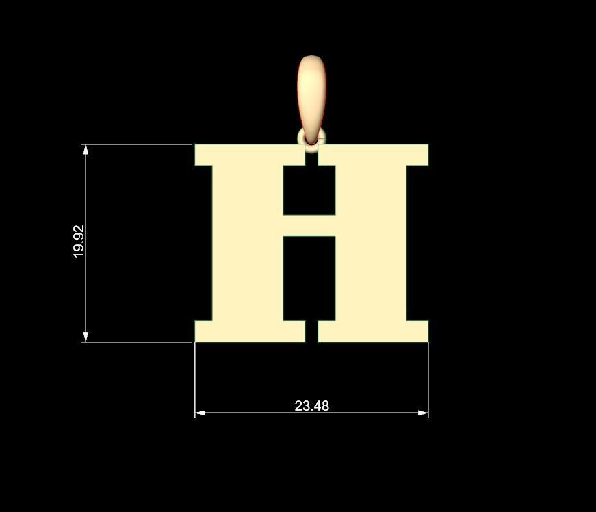 Initial Letters Pendant FansyPants H 3D print model_4