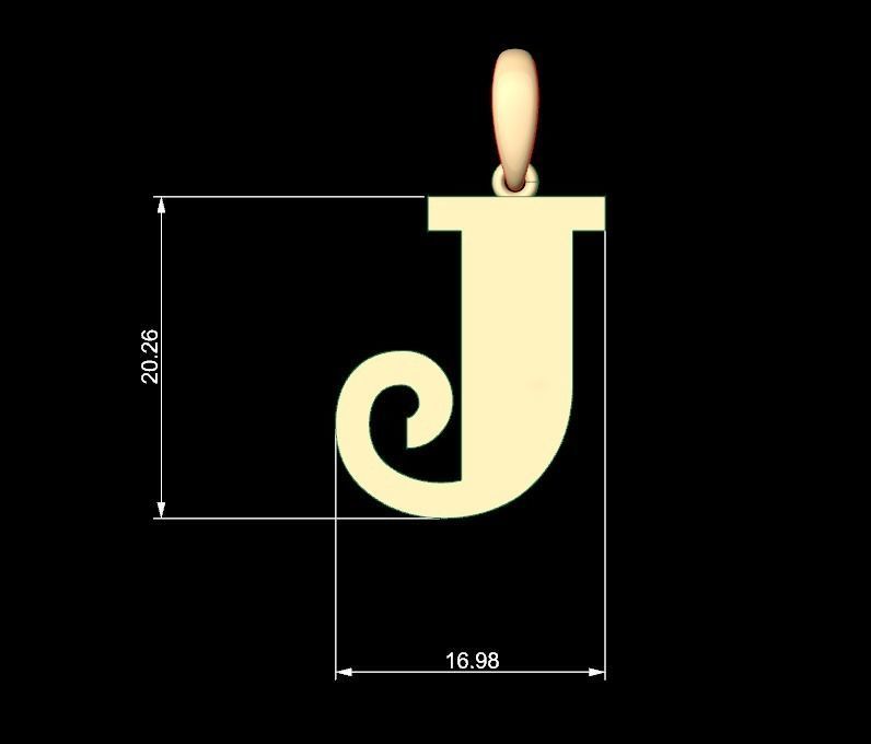 Initial Letters Pendant FansyPants J 3D print model_4