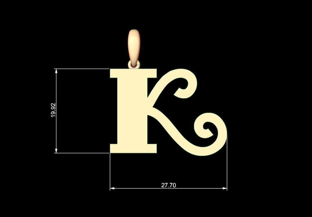 Initial Letters Pendant FansyPants K 3D print model_4