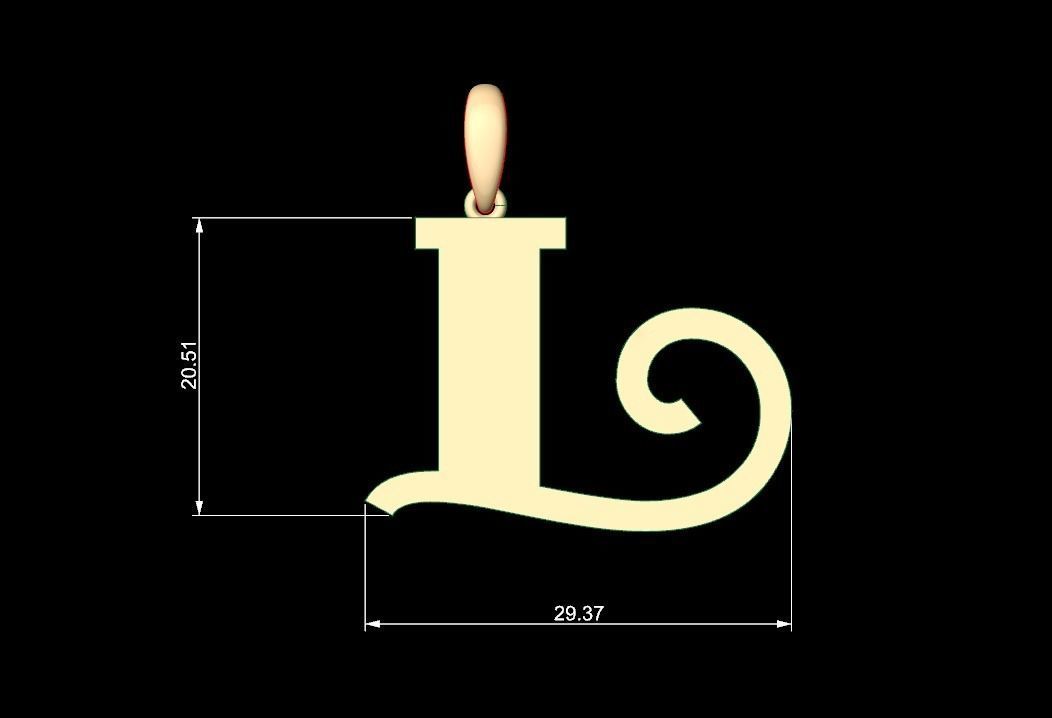 Initial Letters Pendant FansyPants L 3D print model_4