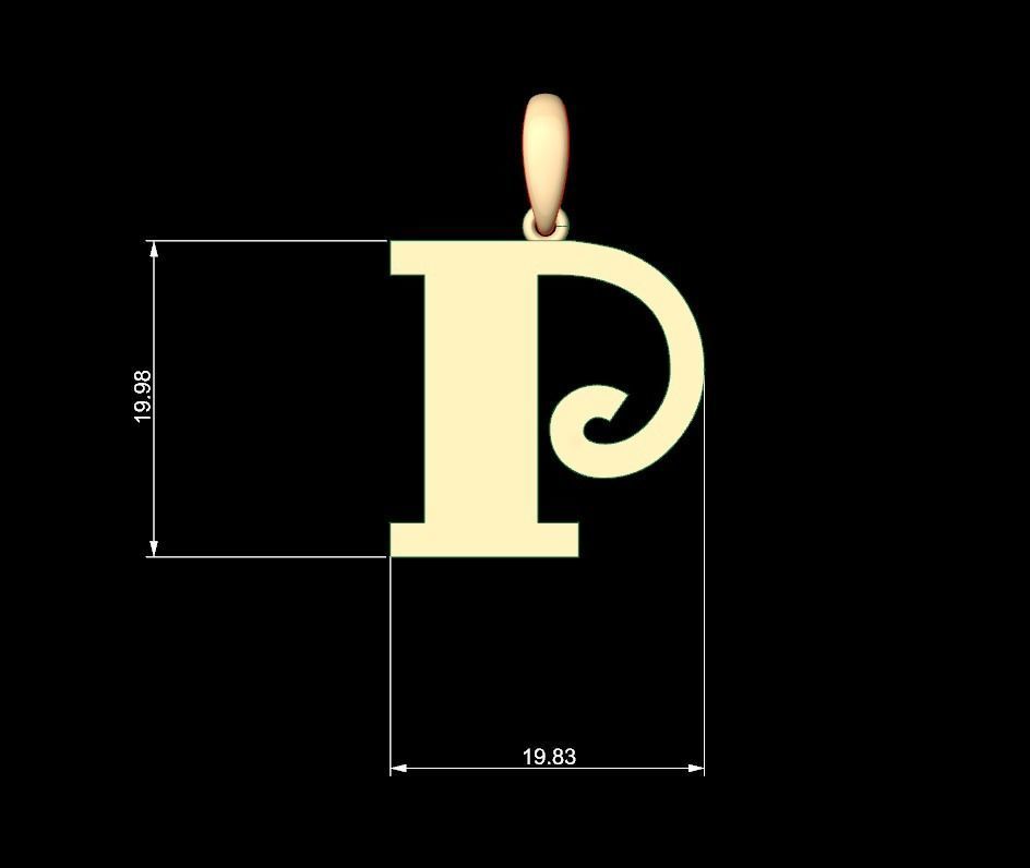 Initial Letters Pendant FansyPants P 3D print model_5