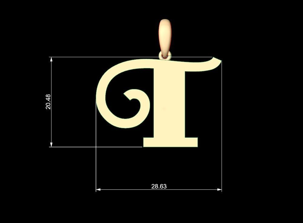 Initial Letters Pendant FansyPants T 3D print model_4