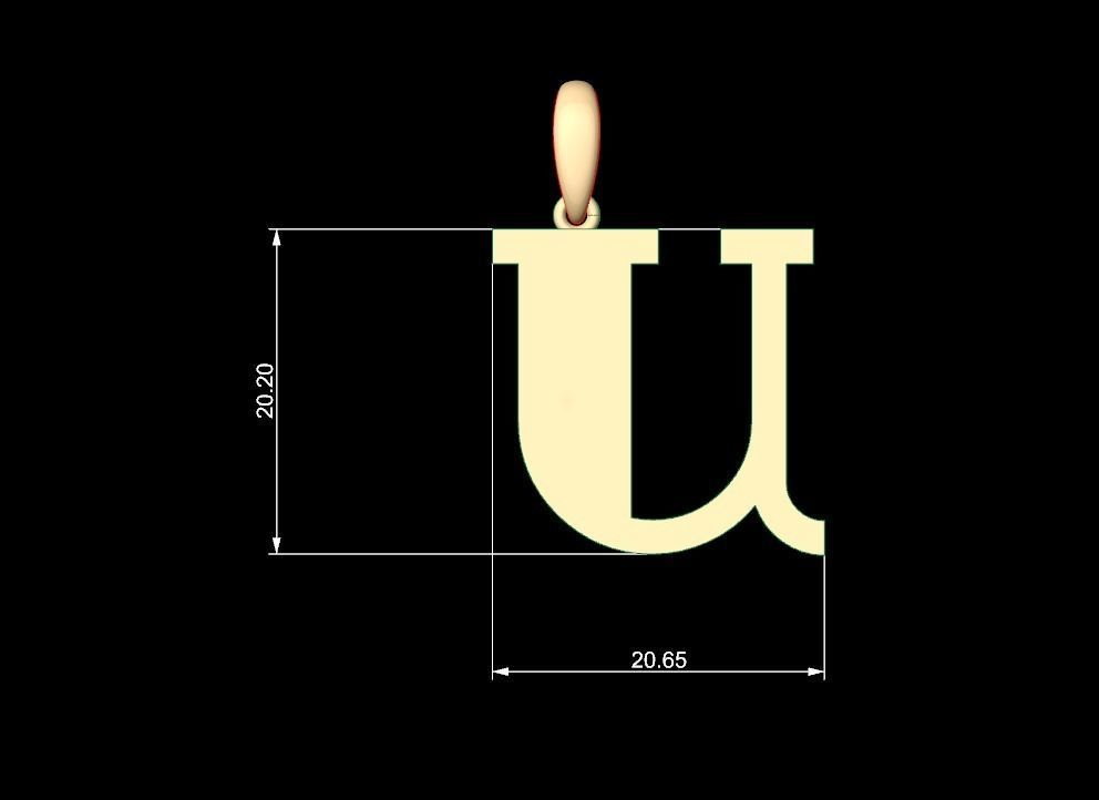 Initial Letters Pendant FansyPants U 3D print model_4