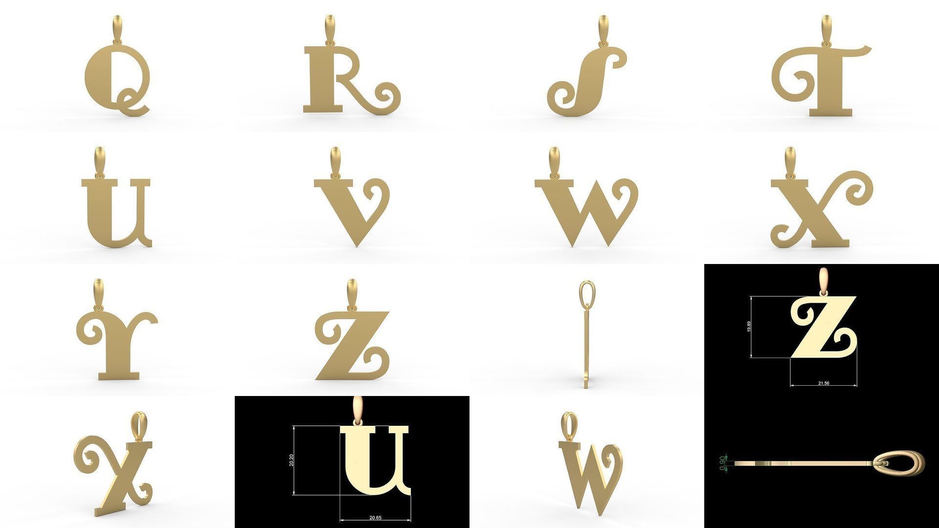 Initial Letters Pendant Alphabets FansyPants 3D Model Collection_1