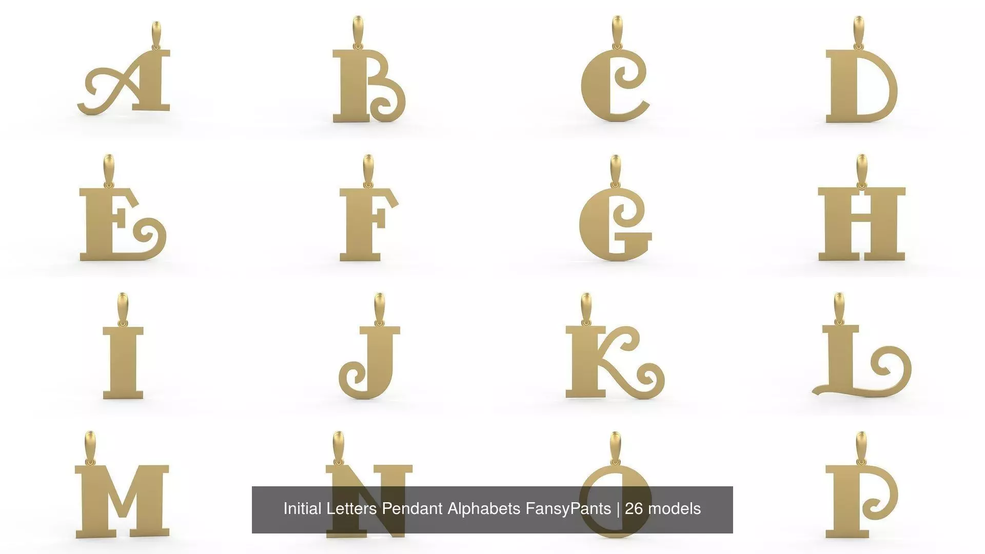 Initial Letters Pendant Alphabets FansyPants 3D Model Collection_0