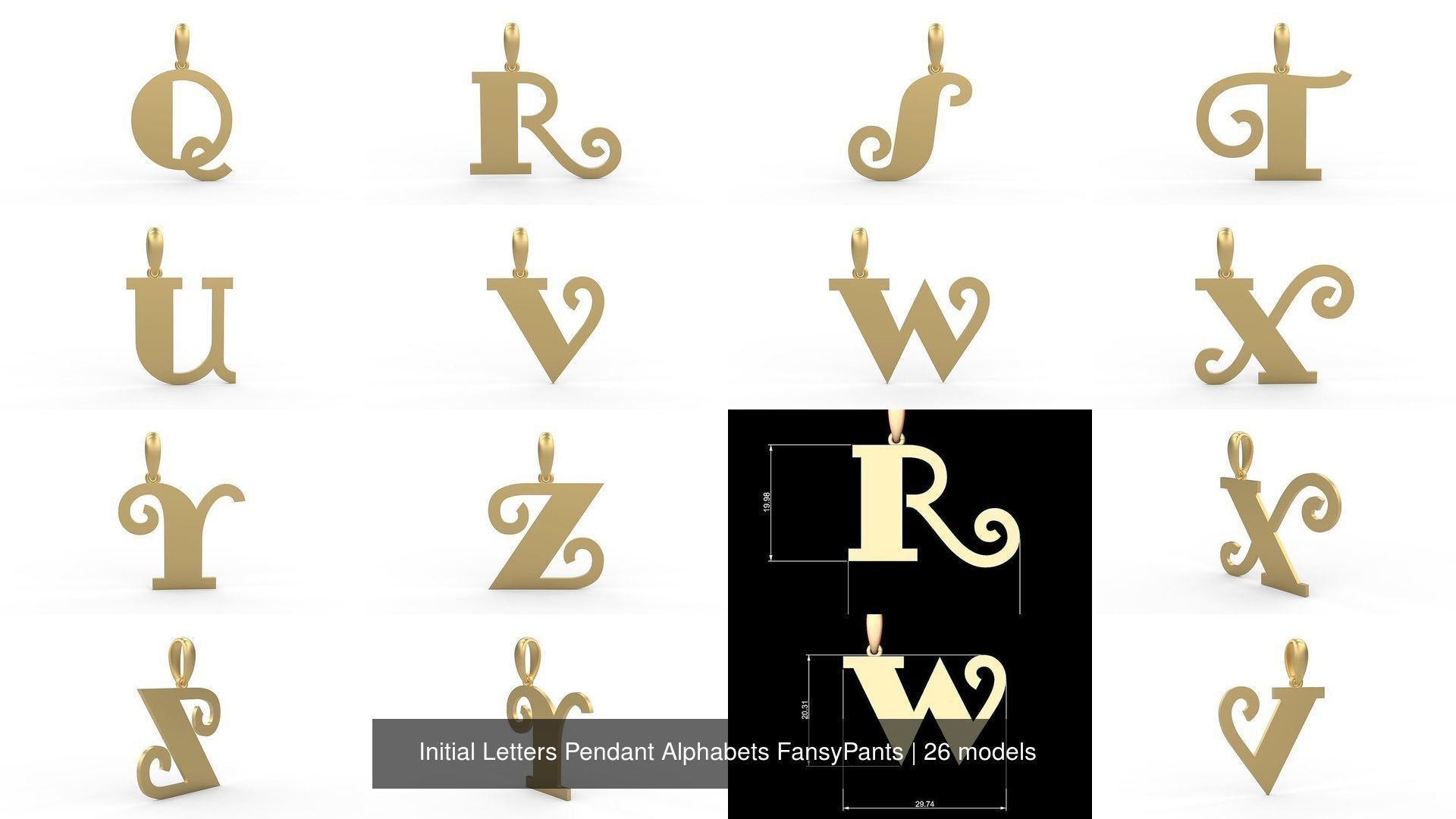 Initial Letters Pendant Alphabets FansyPants 3D Model Collection_2