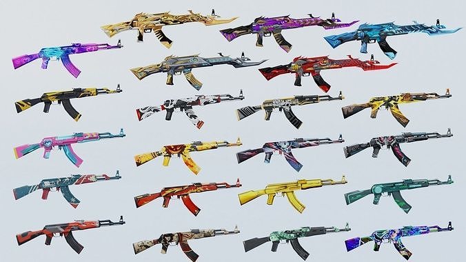 AK47 Rifle Game Weapon 26x 3D model