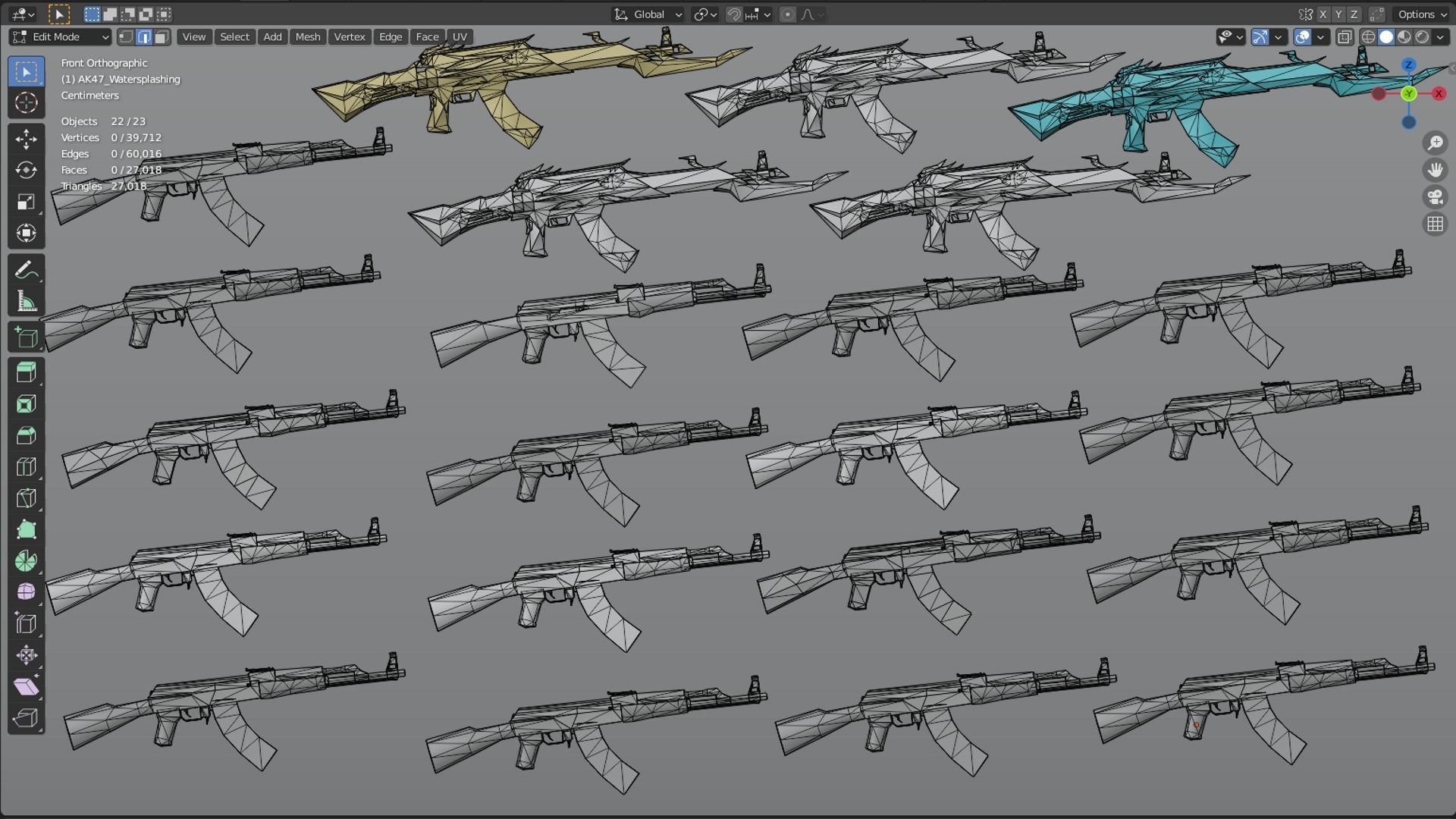 AK47 Rifle Game Weapon 26x 3D model_3