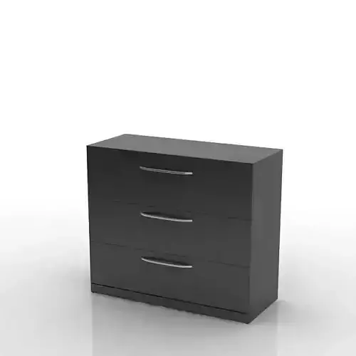 Black Three Drawer Cabinet With Metal Handles