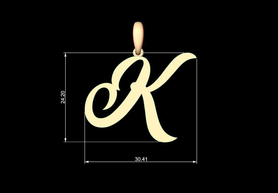 Initial Letters Pendant Painter K 3D print model_4