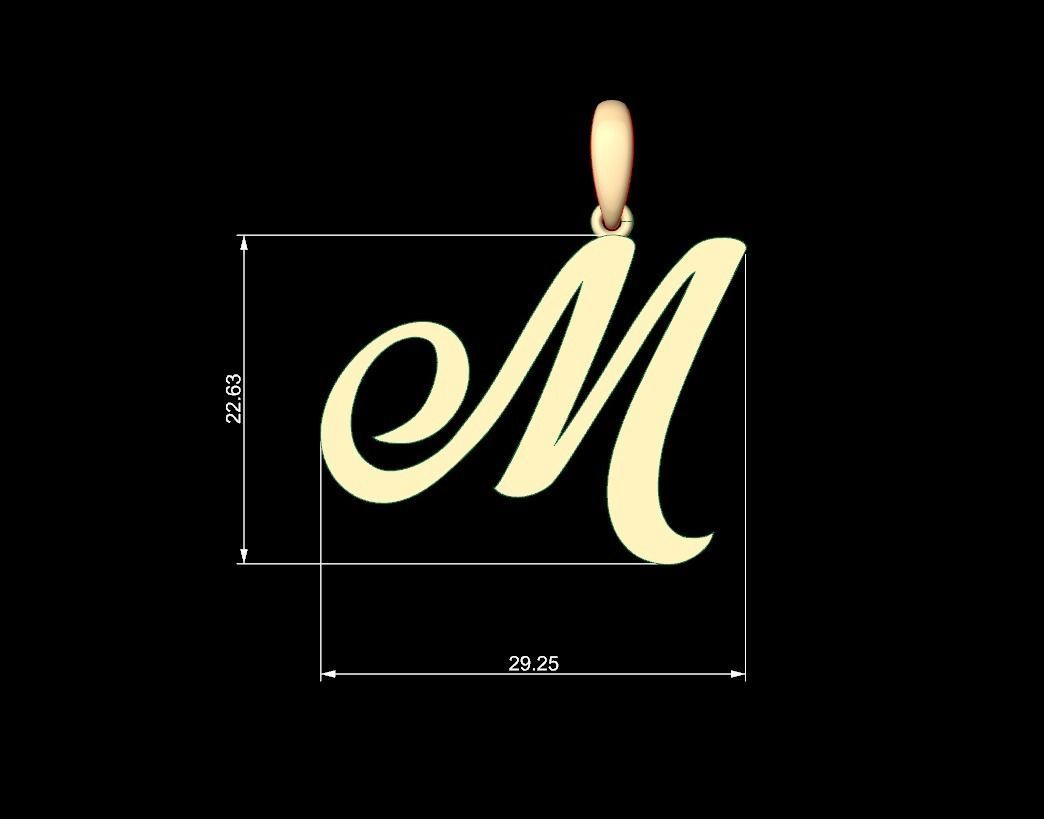 Initial Letters Pendant Painter M 3D print model_4