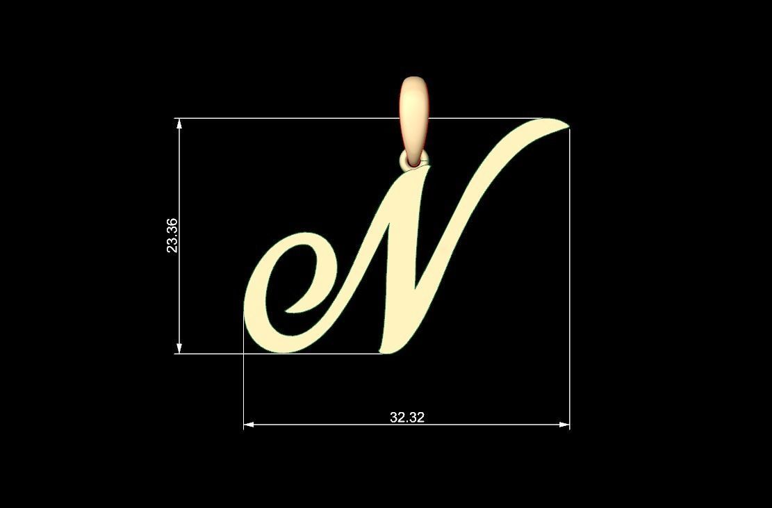 Initial Letters Pendant Painter N 3D print model_4