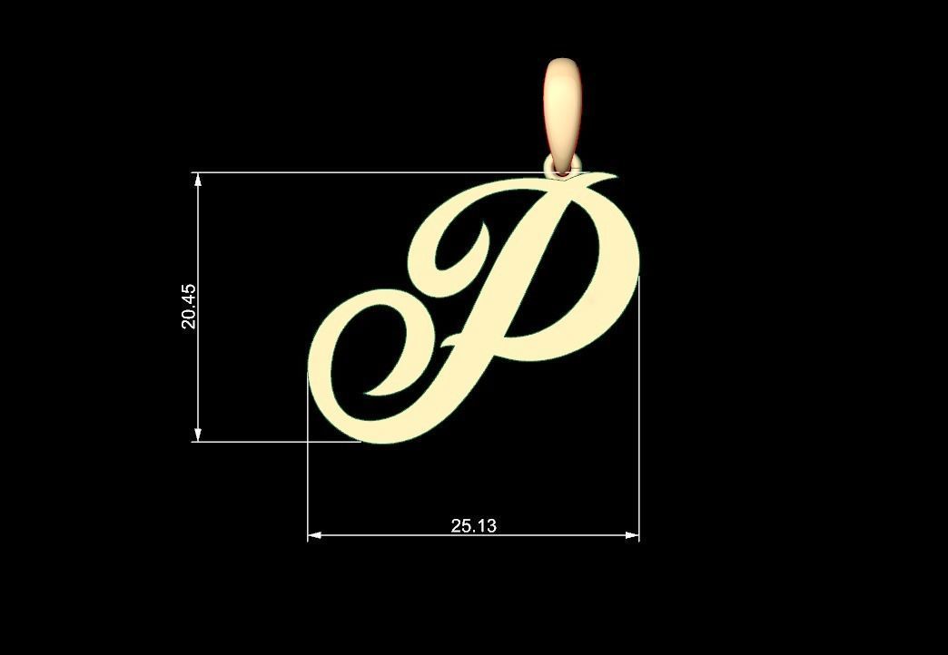 Initial Letters Pendant Painter P 3D print model_4